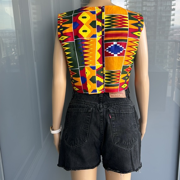 Vintage African Pattern Crop Top - Picture 4 of 9